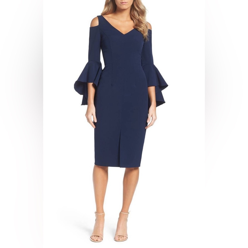 Maggie London cascading sleeves sheath dress, size 6